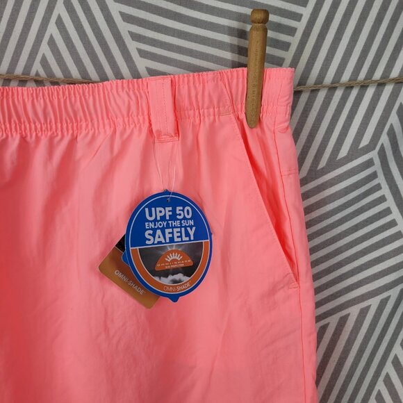 NEW Columbia Shorts PFG Plus 2X Nylon Backcast Water Omni-Shade UPF 50 Pink 5" - Picture 4 of 11
